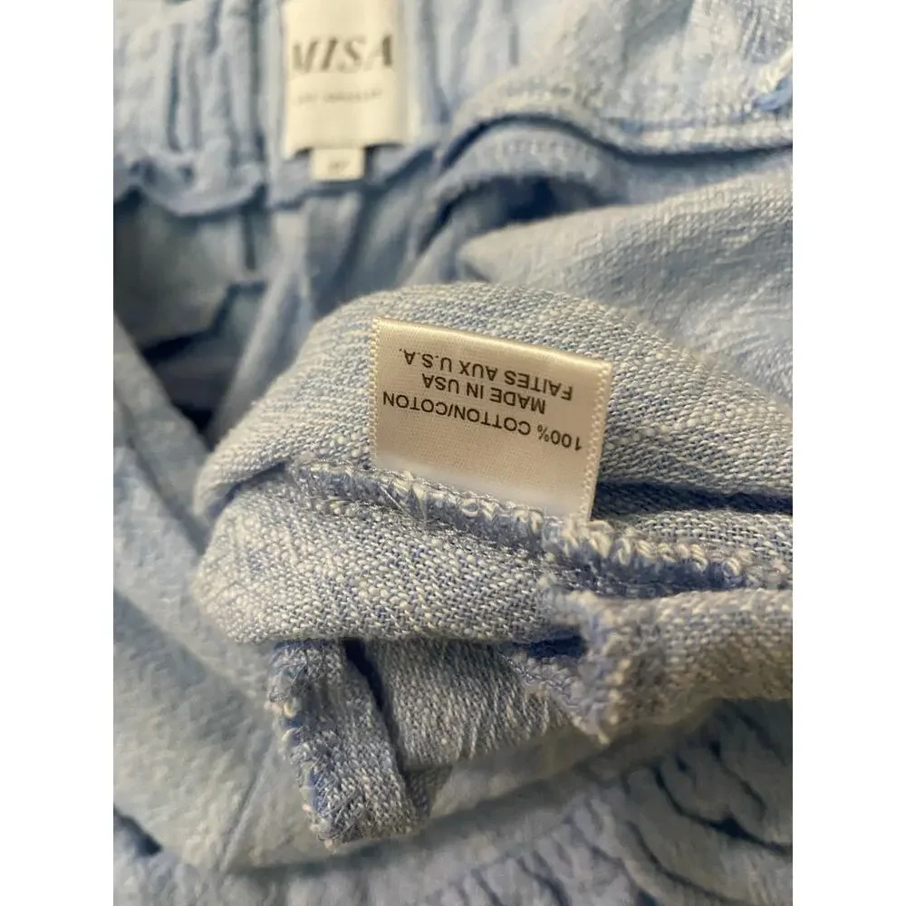 Misa Los Angeles Ania Skort Ruffle Shorts Medium Sky Blue 100% Cotton Preppy